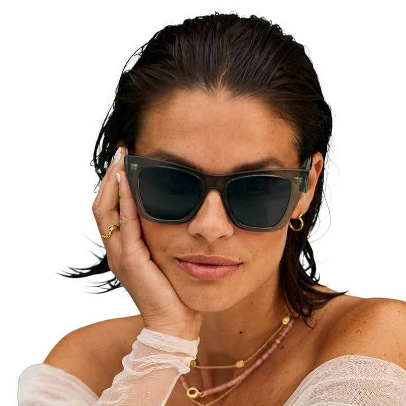 Katie Loxton Porto Sunglasses Transparent Grey KLSG097 on model