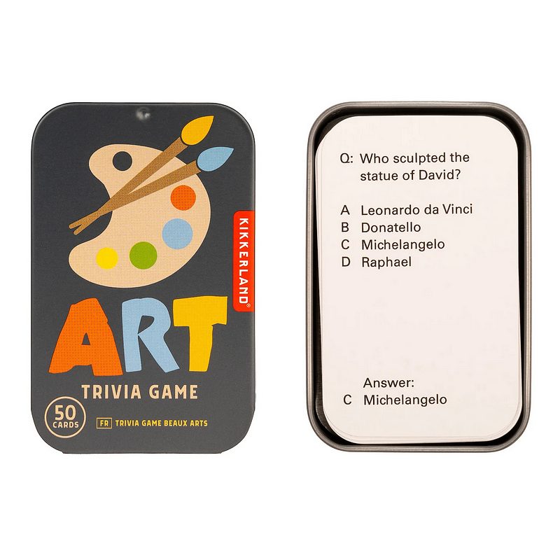 Kikkerland Art Trivia Game In A Tin GG264 open