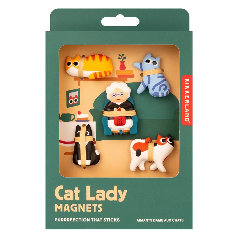 Kikkerland Cat Lady Magnets MG96 package