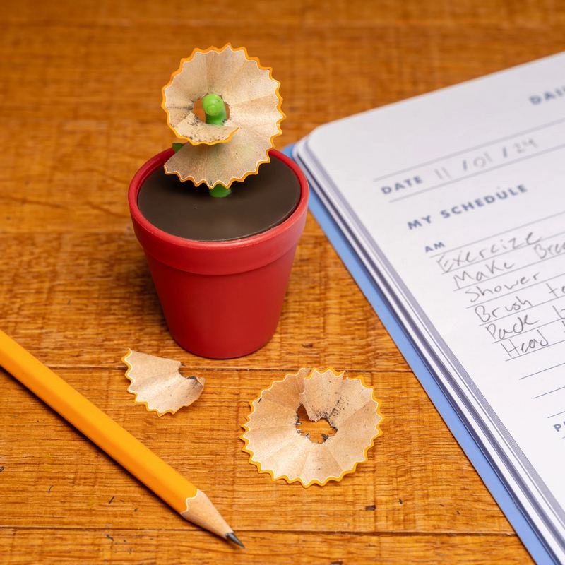 Kikkerland Flower Pot Pencil Sharpener ST132 lifestyle