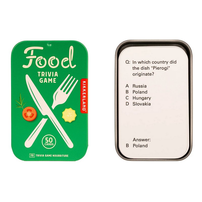 Kikkerland Food Trivia Game In A Tin GG263 open