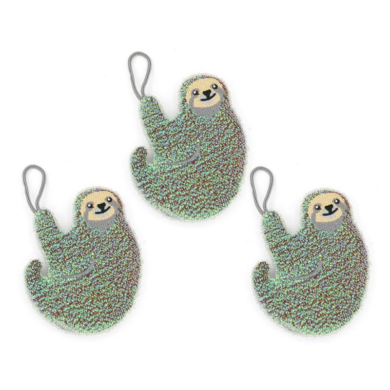 Kikkerland Sloth Scrub Sponge Pack of 3 CU322 3 pack