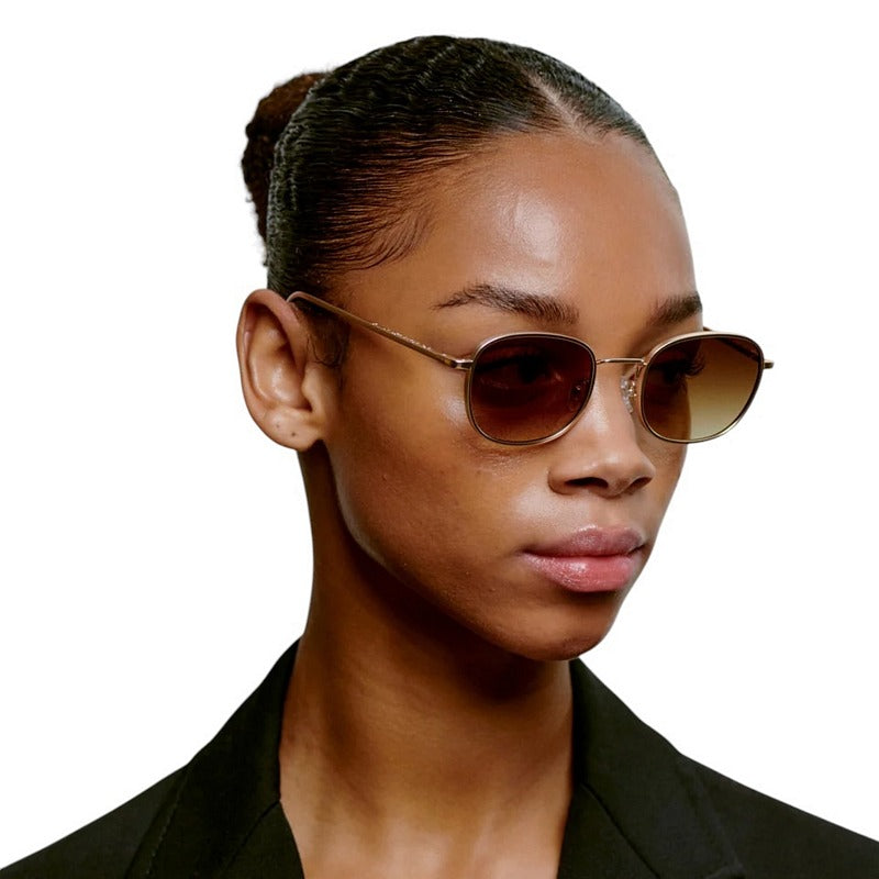 Kjaerbede Hello Sunglasses Matte Gold KL2505-008 on female model side