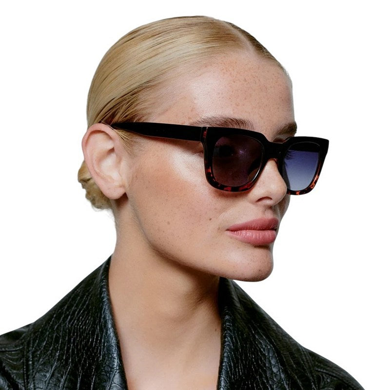 Kjaerbede Nancy Sunglasses Black Demi Tortoise KL1912-10 on female model side