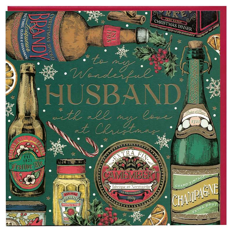 Large Christmas Card To My Wonderful Husband Penny Lane AFLX08 with envelope