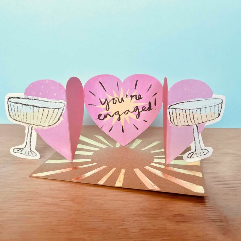 Laura Skilbeck Drinking Glasses You're Engaged Card WD658 open