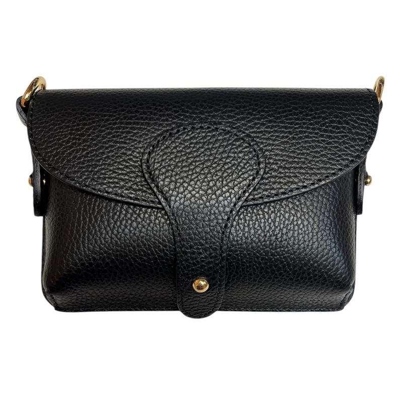 Leather Mini Crossbody Handbag in Black front
