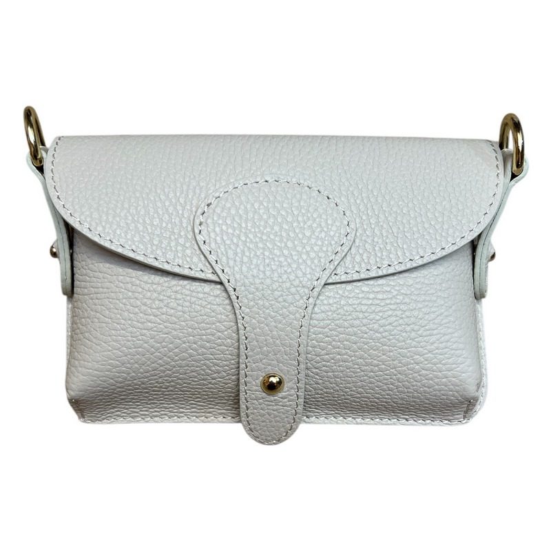 Leather Mini Crossbody Handbag in Cream front