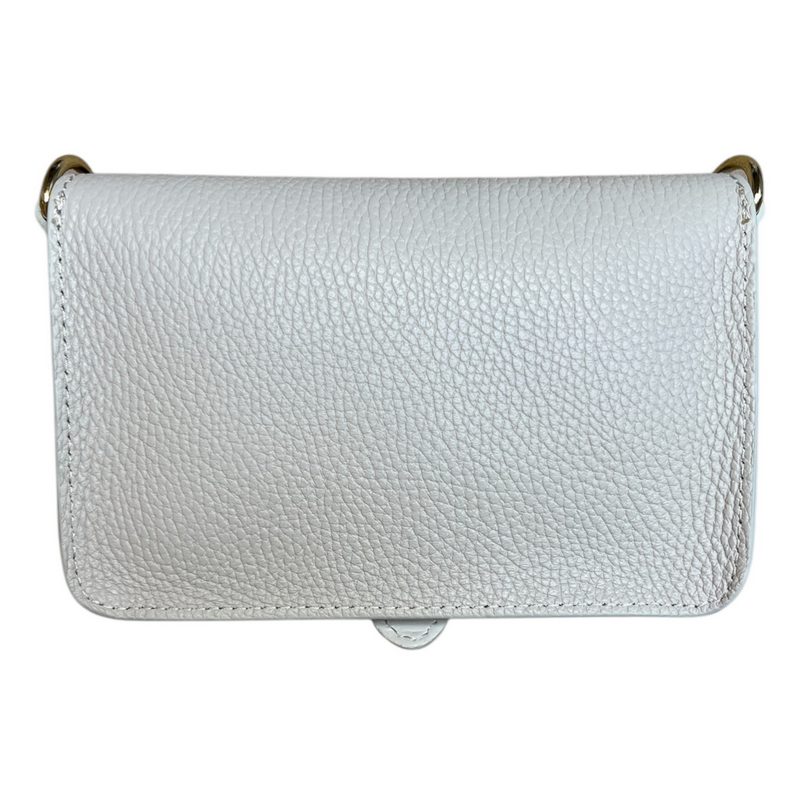 Leather Mini Crossbody Handbag in Cream rear