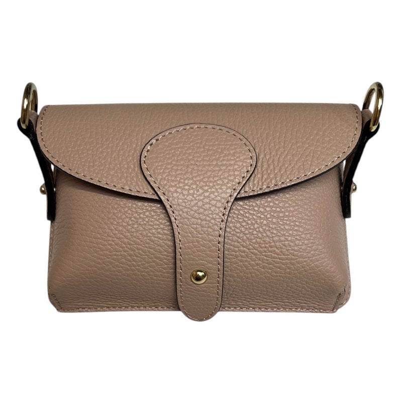 Leather Mini Crossbody Handbag in Smoke Rose front
