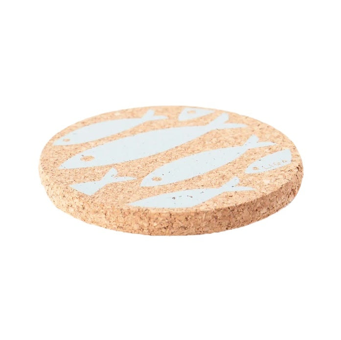 Liga Eco Living Cork Coaster Fish Sky Blue side