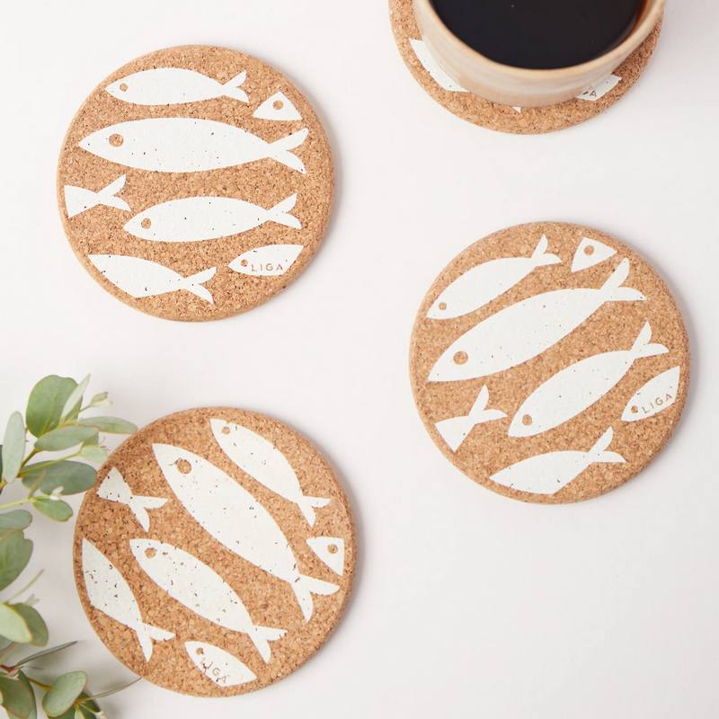 Liga Eco Living Cork Coaster Fish White CRK-CST-FIS lifestyle