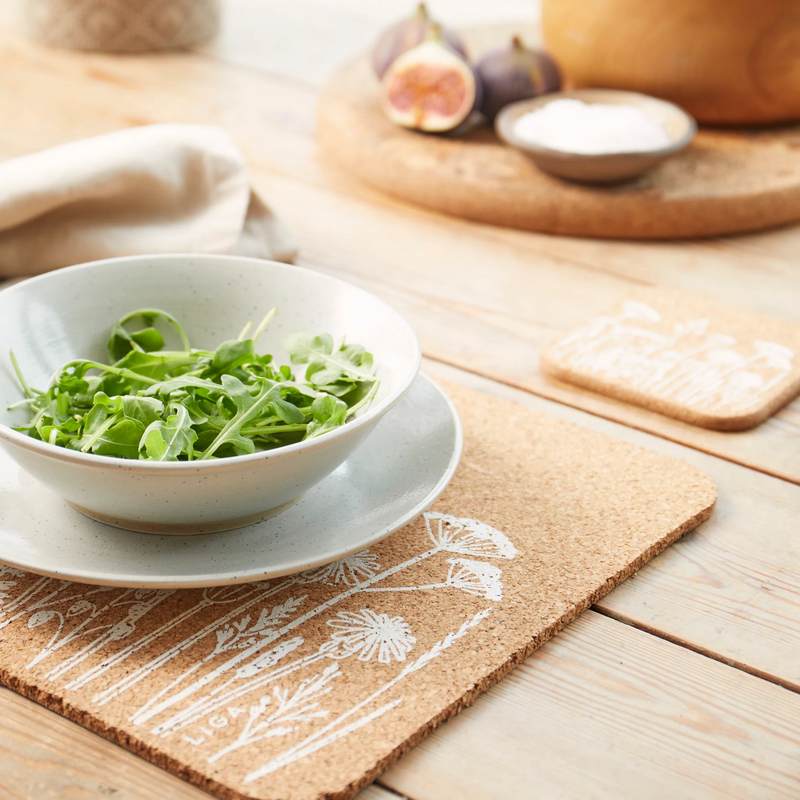 Liga Eco Living Cork Coasters Set Square Flowers White CRK-CST-FLO-SET lifestyle