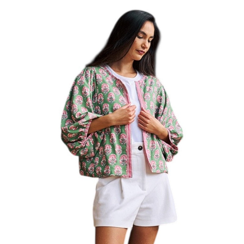 Luella Fashion Bari Jacket Printed Pattern Green on model main
