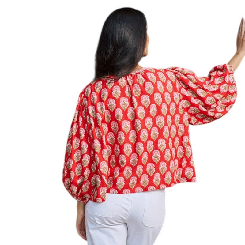 Luella Fashion Bari Jacket Printed Pattern Red on model rear