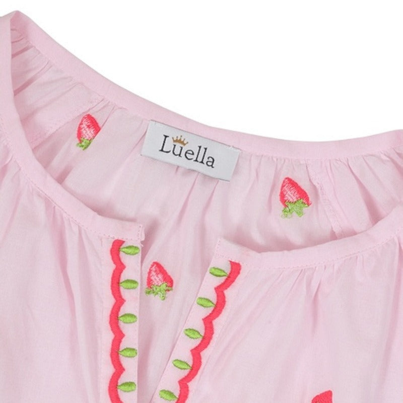 Luella Fashion Florento Cotton Top Embroidered Strawberries neckline