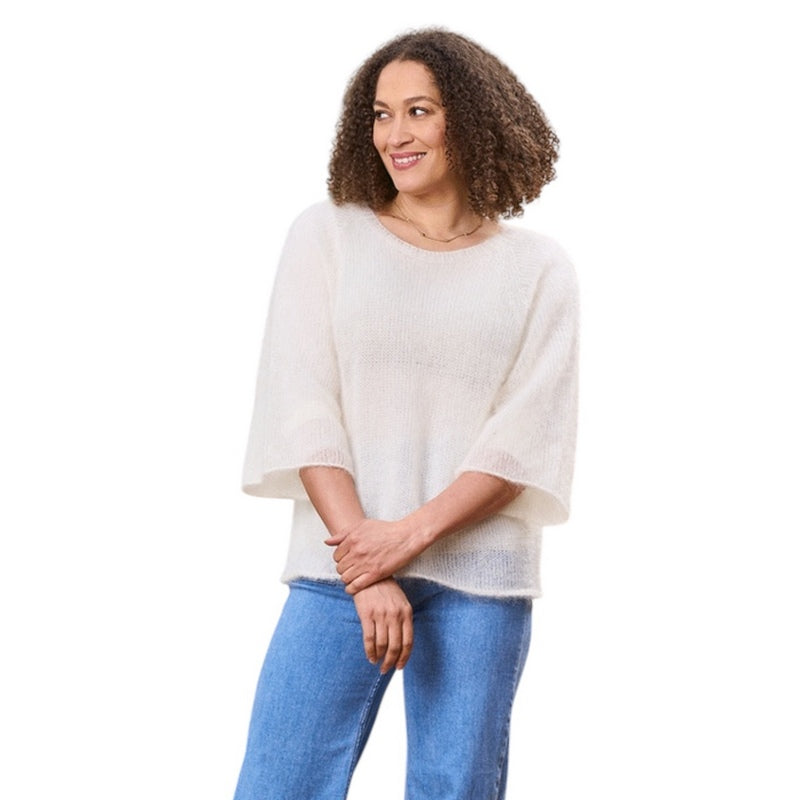 Luella Fashion Gassato Loose Weave Mohair Jumper Vanilla on model front 2