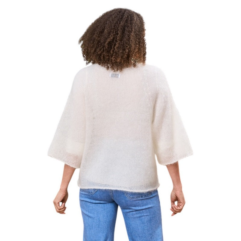 Luella Fashion Gassato Loose Weave Mohair Jumper Vanilla on model rear