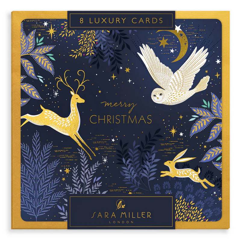 Luxury Christmas Cards Box of 8 Night Owl Sara Miller LBX118 box front