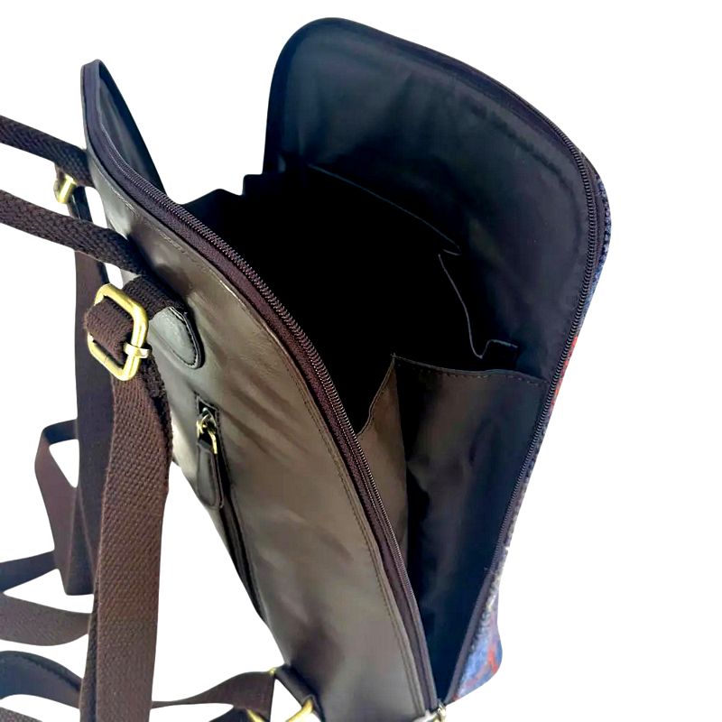 Maccessori Backpack Blue Brown Check MAC2509-TRT021 open with straps