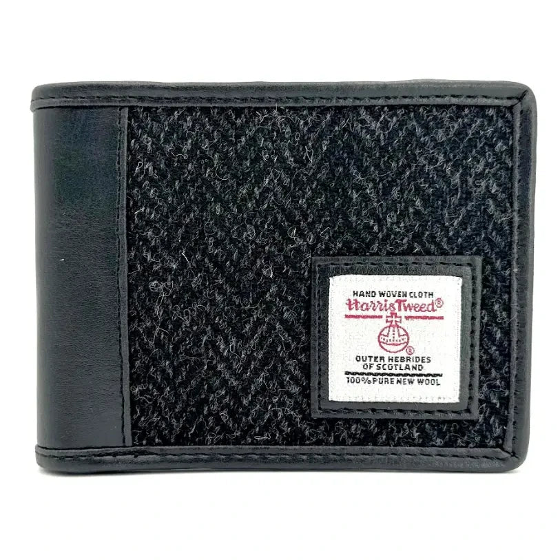 Maccessori Charcoal Harris Tweed Bifold Wallet front