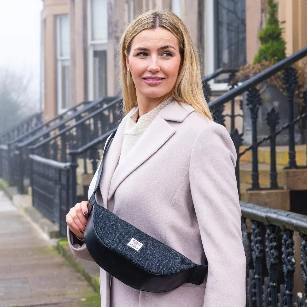 Maccessori Charcoal Harris Tweed Sling Bag lifestyle