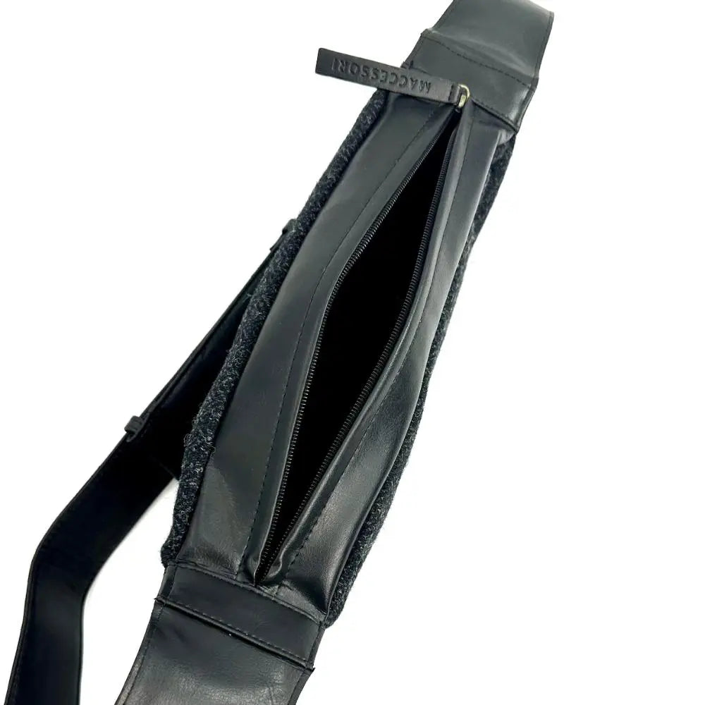 Maccessori Charcoal Harris Tweed Sling Bag open