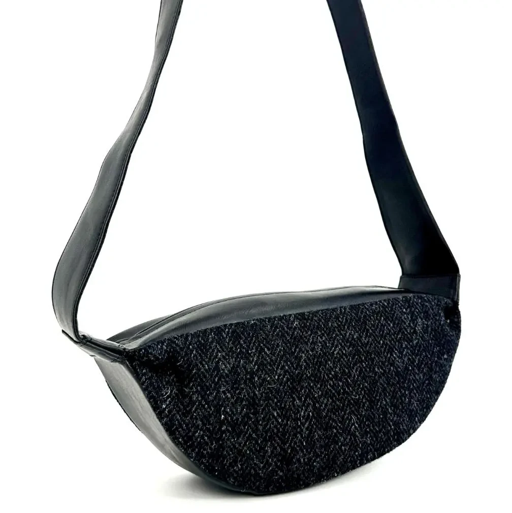 Maccessori Charcoal Harris Tweed Sling Bag rear