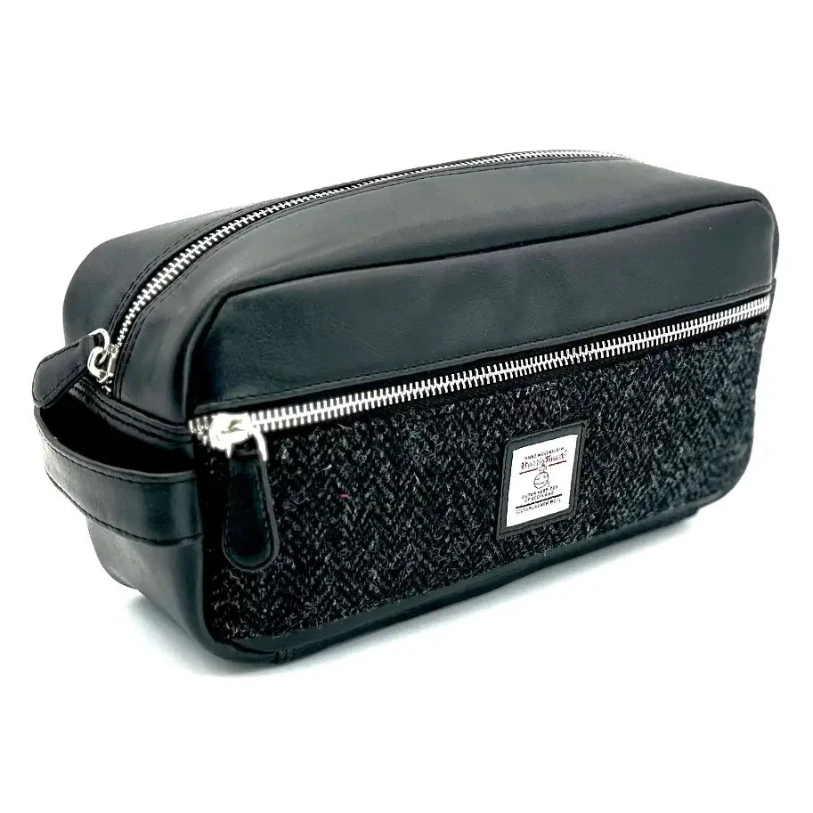 Maccessori Charcoal Harris Tweed Wash Bag main
