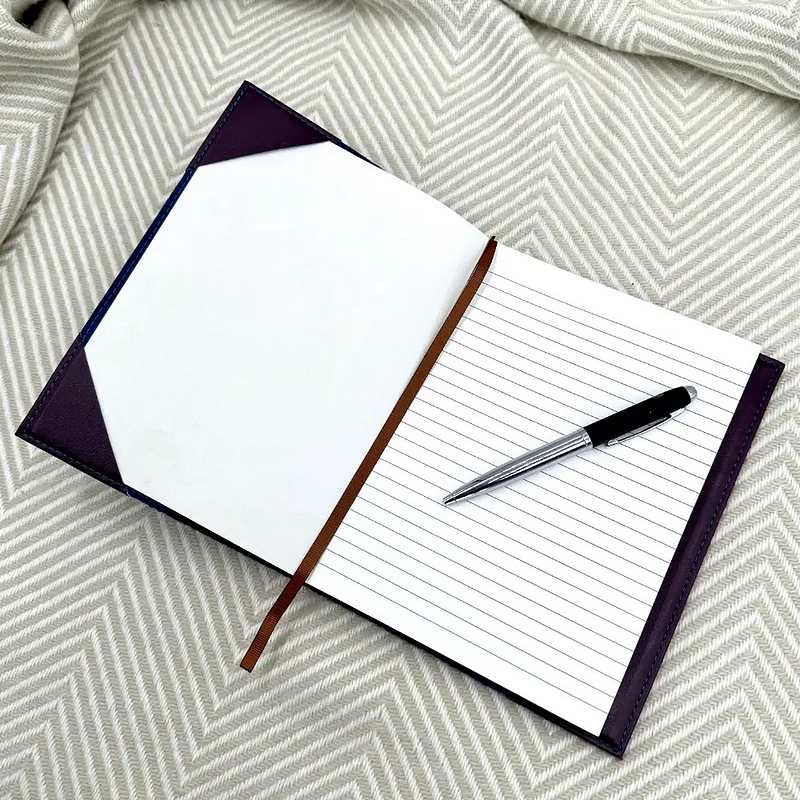 Maccessori Country Green Harris Tweed A5 Notebook inside