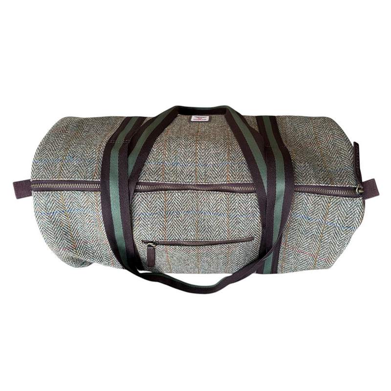 Maccessori Country Green Harris Tweed Barrel Holdall top