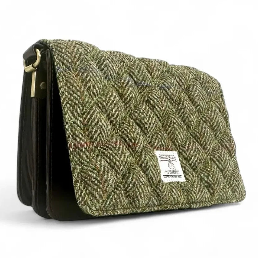 Maccessori Country Green Harris Tweed Quilt Shoulder Bag front