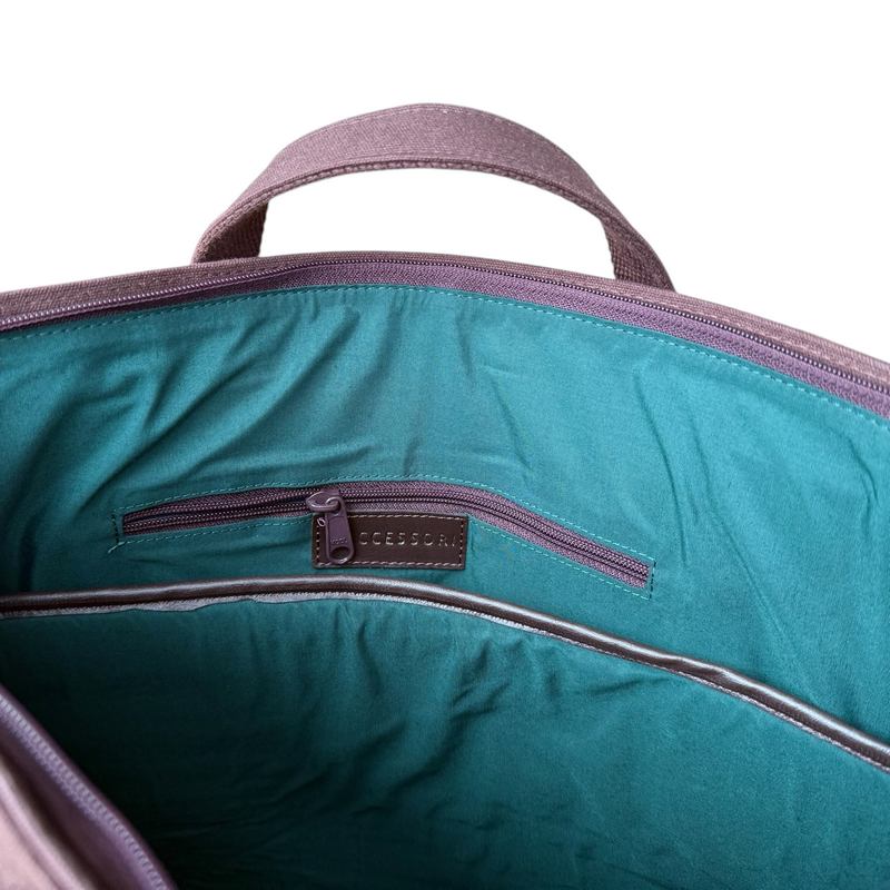 Maccessori Country Green Harris Tweed Travel Bag inside