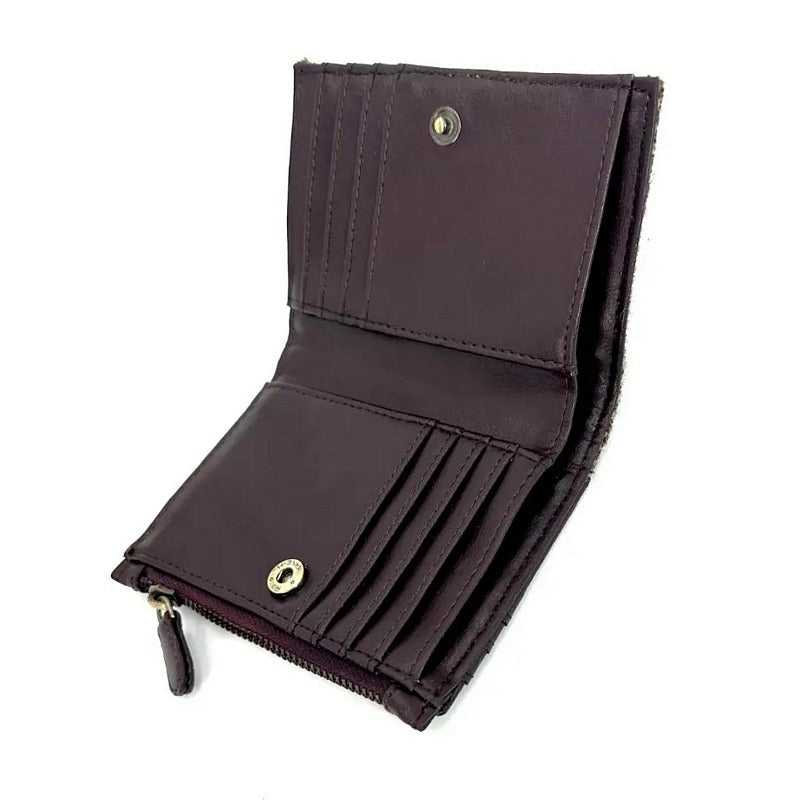 Maccessori Country Green Tweed Quilt Slim Purse CB2408-C001T open 1