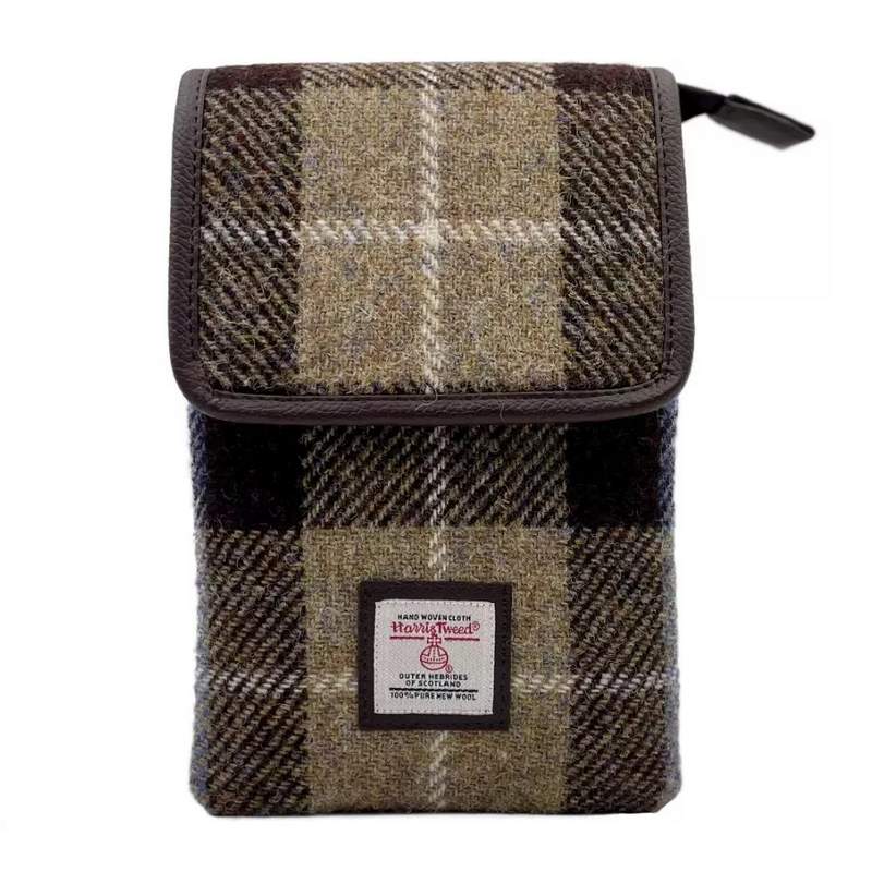 Maccessori Mini Cross Body Bag Blue and Brown Check Harris Tweed CB2201-TRT021 front