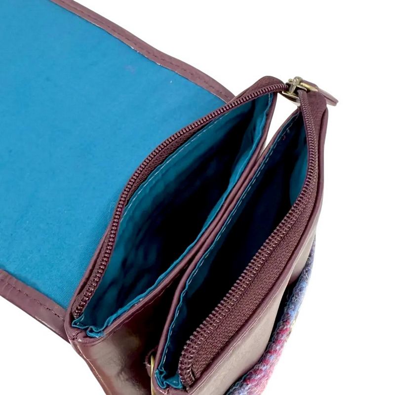 Maccessori Mini Cross Body Bag Pastel Pink Harris Tweed CB2201-TRT073 open