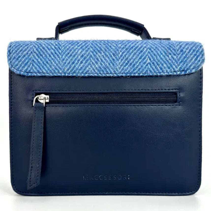 Maccessori Mini Messenger Bag Sky Blue Tweed Herringbone rear