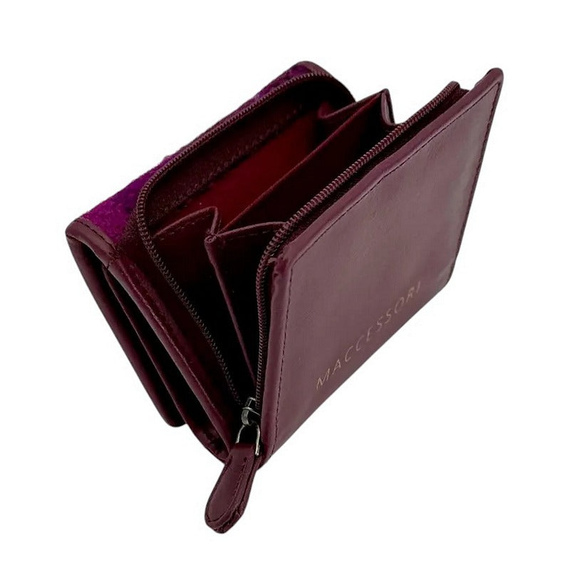 Maccessori Purple Check Tweed Trifold Purse CB2404-HA222B2 open 1