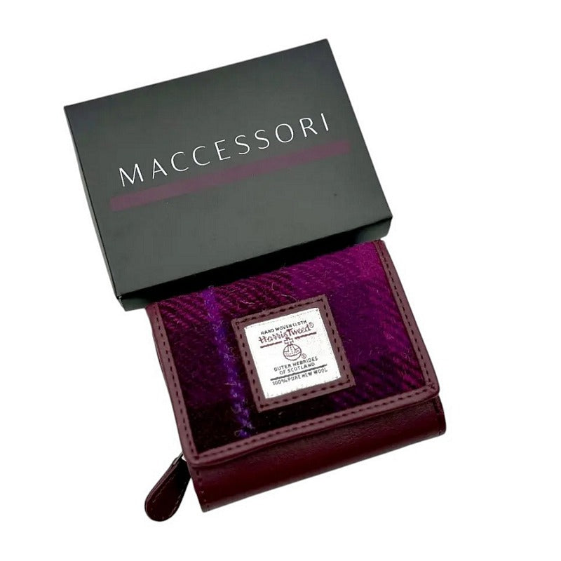 Maccessori Purple Check Tweed Trifold Purse CB2404-HA222B2 packaging