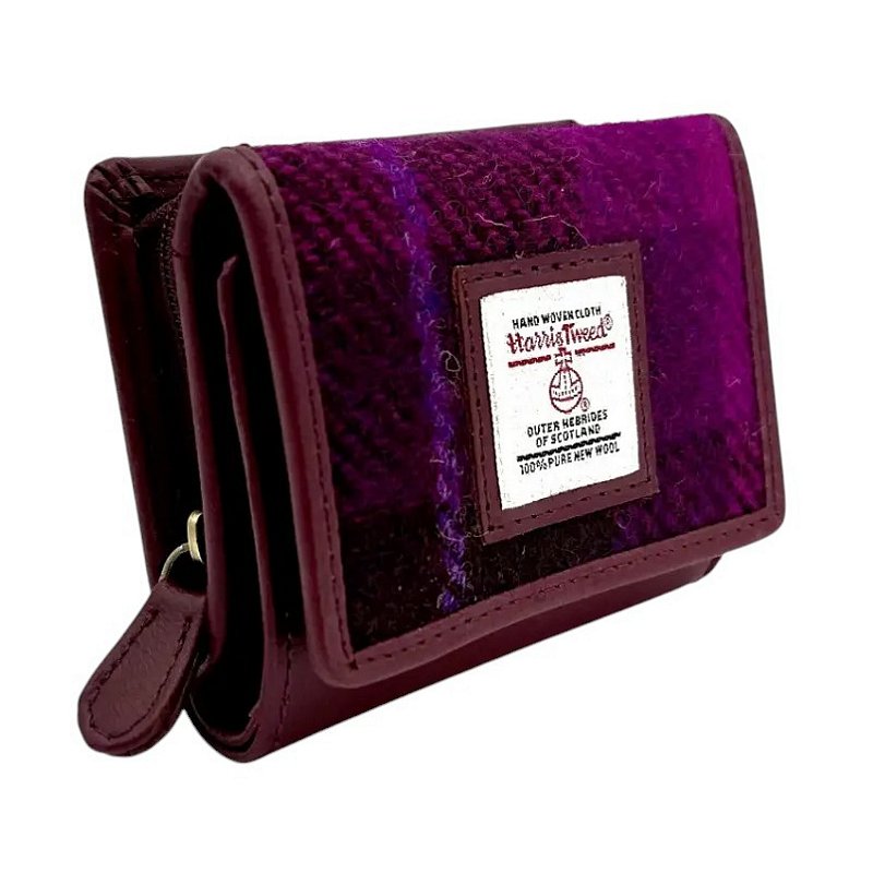 Maccessori Purple Check Tweed Trifold Purse CB2404-HA222B2 side