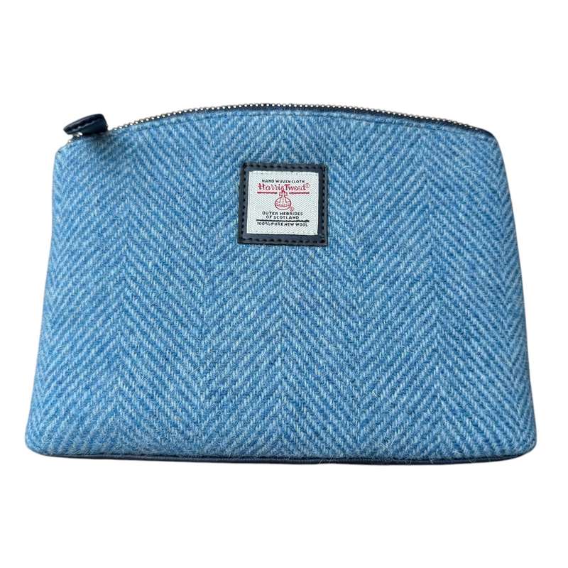 Maccessori Sky Blue Harris Tweed Cosmetic Bag front