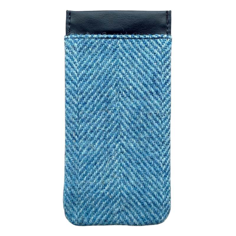 Maccessori Sky Blue Herringbone Harris Tweed Glasses Sleeve rear