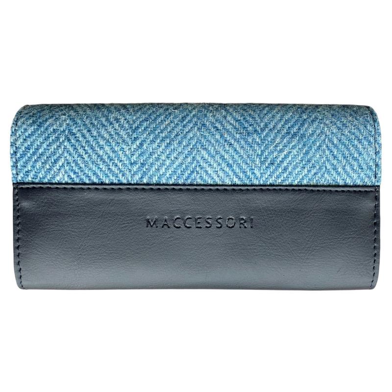 Maccessori Sky Blue Herringbone Harris Tweed Ladies Envelope Purse rear