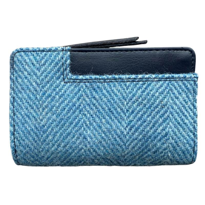 Maccessori Sky Blue Herringbone Harris Tweed Zip Purse rear