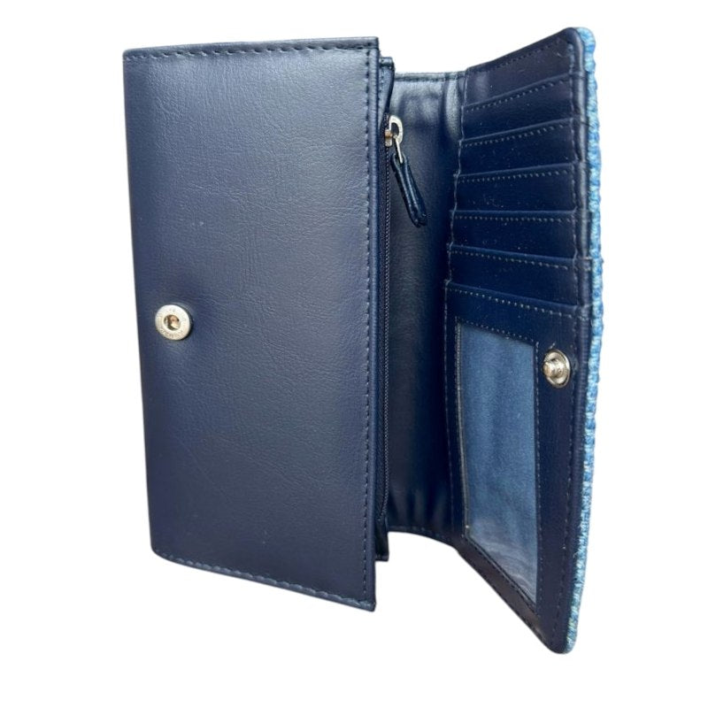 Maccessori Sky Blue Herringbone Harris Tweed Ladies Envelope Purse open