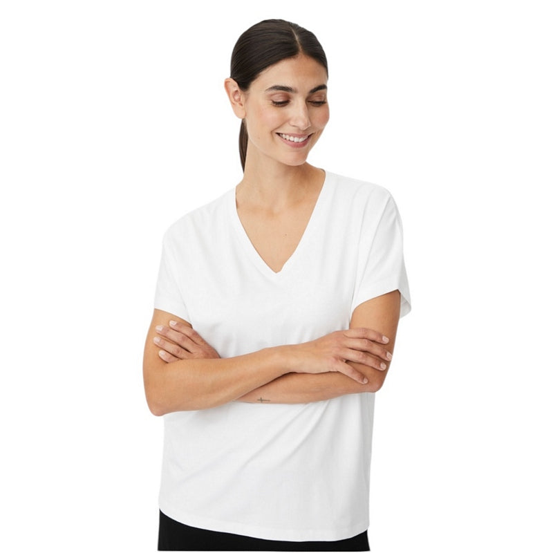 Masai Clothing Badu V-neck Top White 1011891-1000S on model front