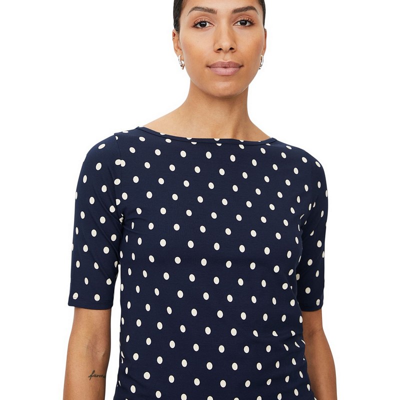 Masai Clothing Bavessa Spotted Top Navy Blazer 1012224-2002P on model close-up