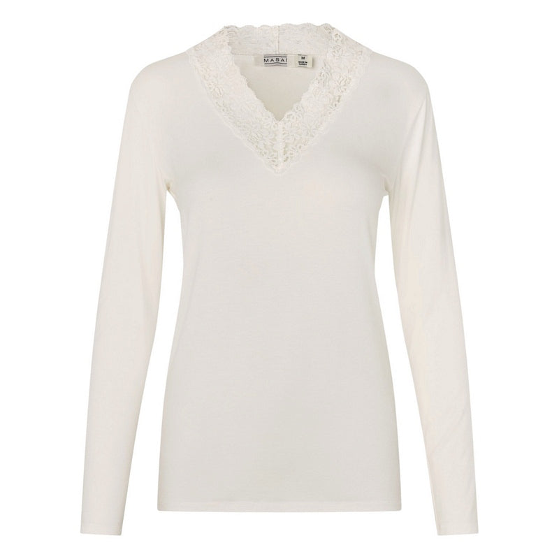 Masai Clothing Dionius Shaped Top in Cream 1011870-1001S front
