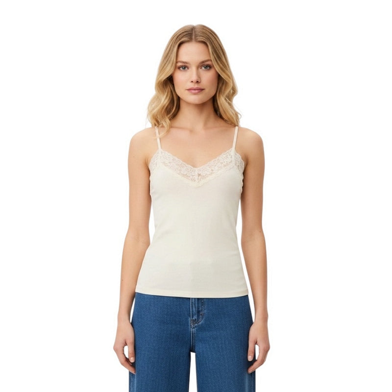 Masai Clothing Elmira Shaped Top Cream 1011871-1001S on model front