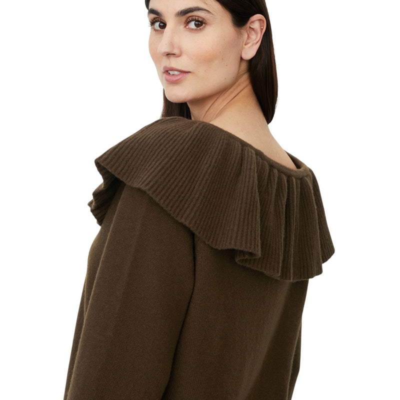 Masai Clothing Florie Knitted Wool Jumper Slate Black 1012816-4116S on model close-up
